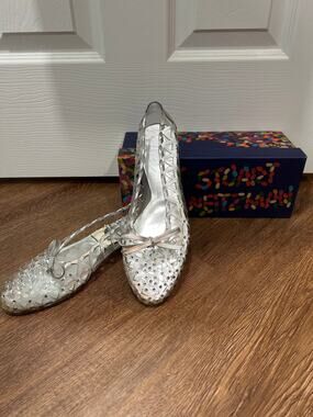 Stuart Weitzman Jellystone jelly ballet flats with clear rhinestones Women's 9